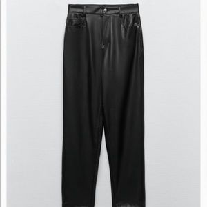 Zara faux leather high rise mom pants